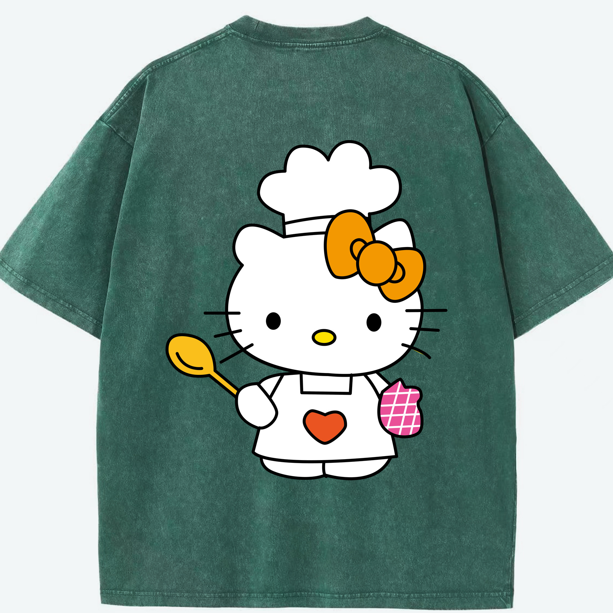 （画像用） Hello Kitty ハローキティ 綿100% ヴィンテージ風 半袖Tシャツ（背面プリント）